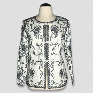 Victor Costa Blazer Long Sleeve Embroidered Metallic 2X